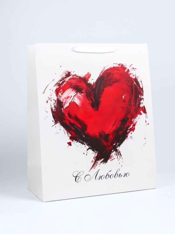 Пакет подарочный ламинированный вертикальный &laquo;С любовью&raquo;, XL 40 &times; 49 &times; 19 см