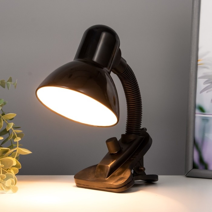Лампа настольная Е27, светорегулятор, на зажиме (220В) черная (108А) RISALUX