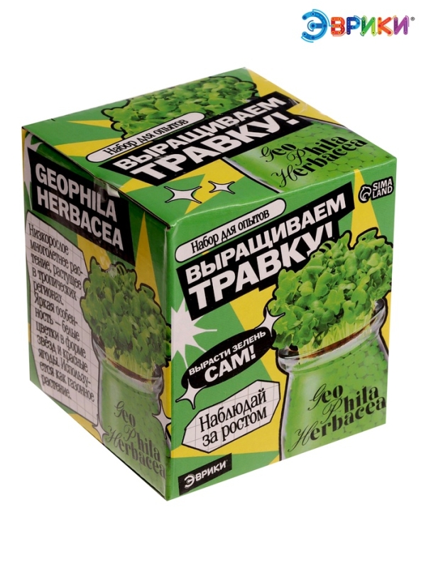 ЭВРИКИ Набор для опытов "Выращиваем травку", зеленый