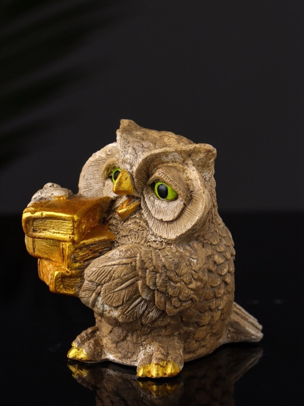 Фигура "Сова ученая" 8х9х7 см, бежевый