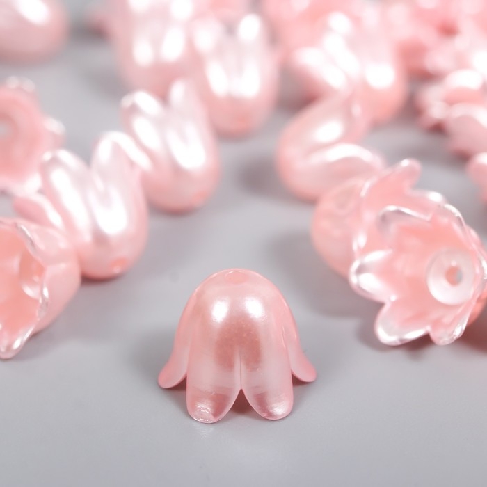 Бусины для творчества пластик "Цветок ландыша жемчужный" набор 40 шт розовый 1х0,9х0,9 см