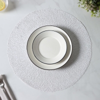 Набор салфеток сервировочных на стол Доляна &laquo;Соломка&raquo;, d=38 см, 4 шт, цвет светло-серый