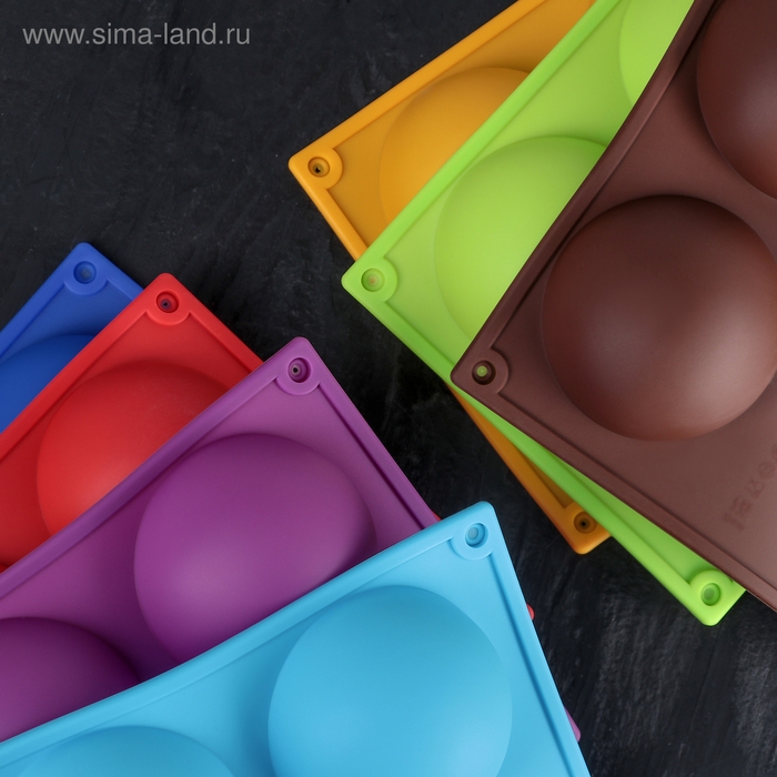 Форма для выпечки Доляна &laquo;Полусфера&raquo;, силикон, 29,5&times;17 см, 5 ячеек, d=8 см, цвет МИКС