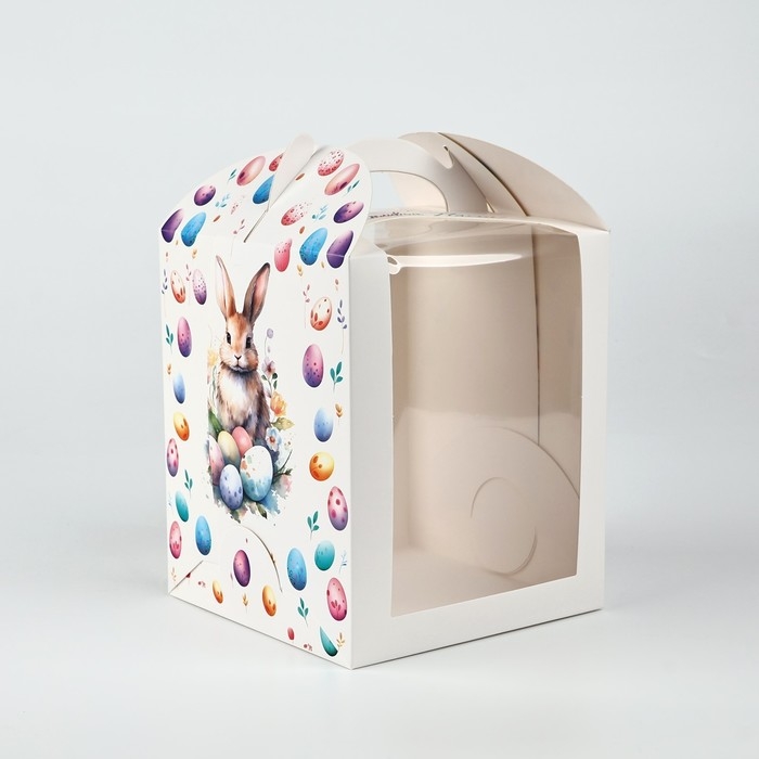 Складная коробка под торт &laquo;Пасхальный кролик&raquo;, 15 х 15 х 18 см