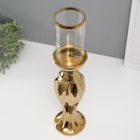 Подсвечник керамика, стекло на 1 свечу "Версаль" d=7,5 см золото 10,5х10,5х44,5 см