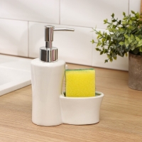 Дозатор для моющего средства с подставкой для губки Доляна &laquo;Травка&raquo;, 240 мл