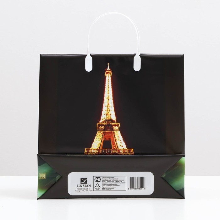 Пакет "Ночь в Париже", мягкий пластик, 30 x 30 см, 100 мкм