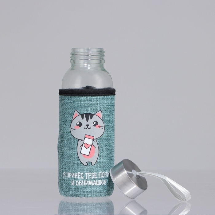 Бутылка для воды в чехле &laquo;Котик&raquo;, 350 мл