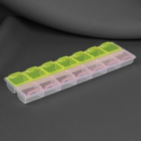 Органайзер для рукоделия, 14 отделений, 21,5 &times; 6,5 &times; 2,3 см, цвет МИКС