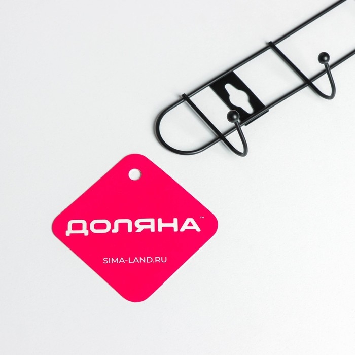 Вешалка настенная на 6 крючков Доляна &laquo;Лайт&raquo;, 34&times;5,5&times;3 см, цвет чёрный