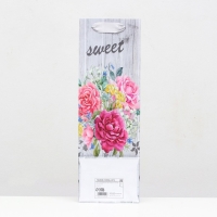 Пакет ламинированный под бутылку "Букет цветов" 12х36х9