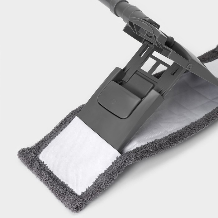 Швабра для мытья пола плоская Доляна, насадка из микрофибры 43&times;14 см, телескопическая ручка 80(120) см