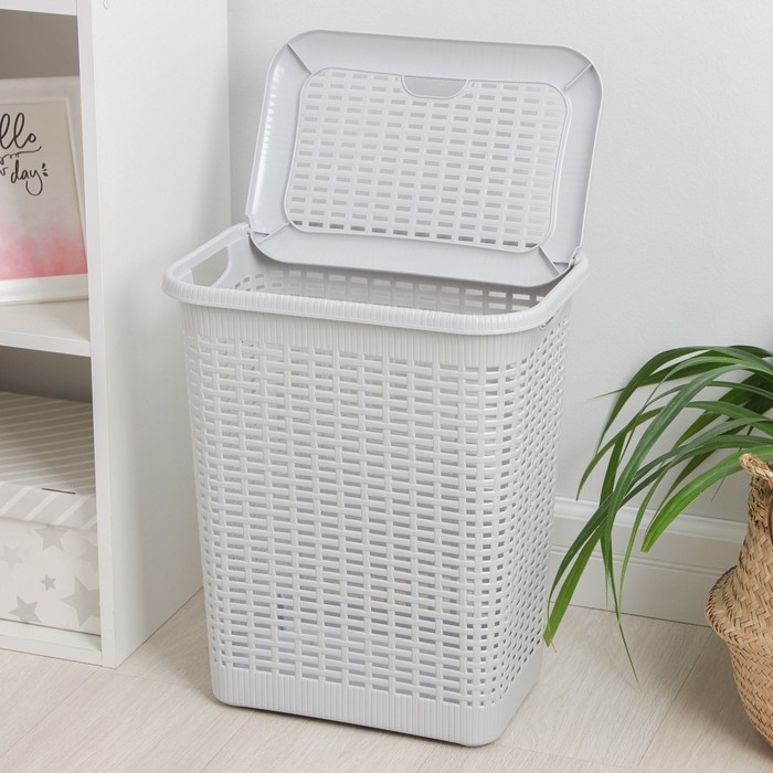 Корзина бельевая с крышкой, 30 л, 37&times;26&times;46,5 см, цвет МИКС