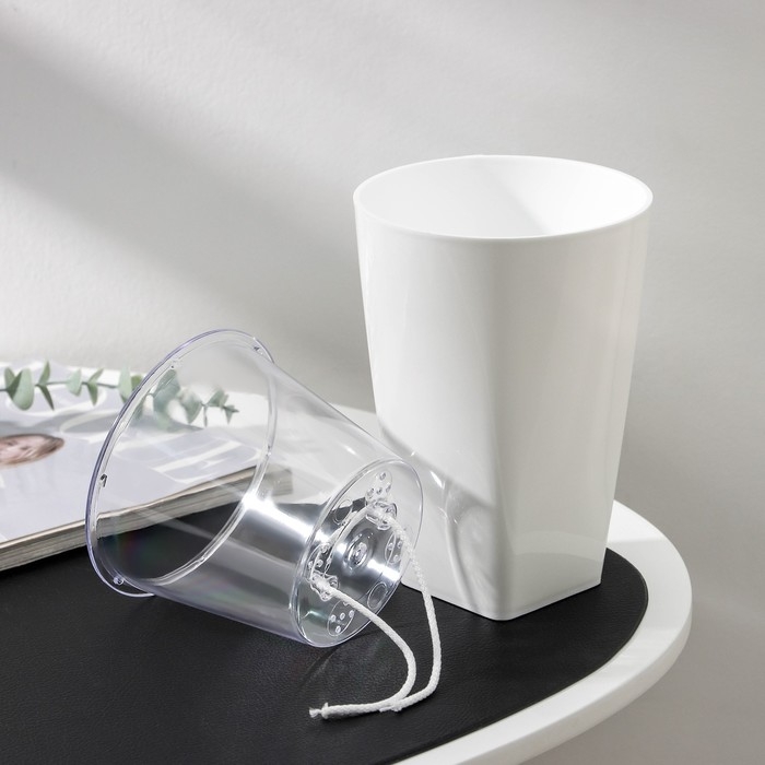 Кашпо для цветов со вставкой &laquo;Грейс&raquo;, 1,4 л (800 мл), цвет белый