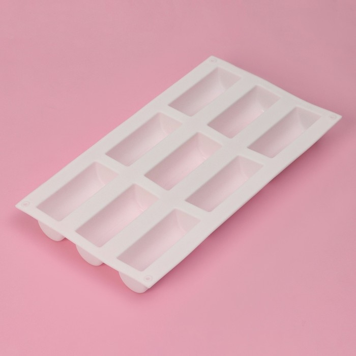 Форма для выпечки Доляна &laquo;Сладости. Батончики&raquo;, силикон, 29,3&times;17,5&times;3,5 см, 9 ячеек (8,3&times;3,2&times;3,5 см), цвет МИКС