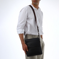 Сумка мужская через плечо TEXTURA, наружный карман, цвет коричневый