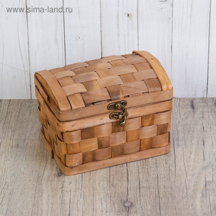 Сундук &laquo;Плетёнка&raquo;, с замком, 17&times;12&times;12 см, шпон