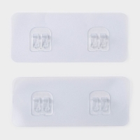 Крючок самоклеящийся, 2 шт, двойной, для прутьев, прозрачная основа, 14х6 см