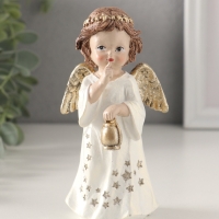 Сувенир полистоун "Ангелочек в платье со звёздами, с фонарём 7х5х13 см