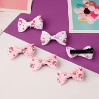 Зажим для волос "Бантик" звёзды и кексы 4,5 см, белый и розовый