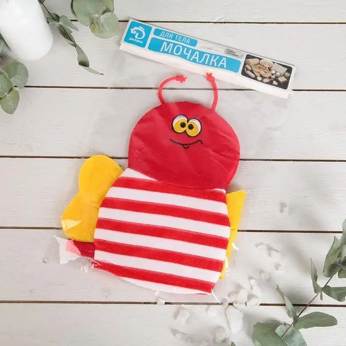 Мочалка-варежка детская для купания Доляна &laquo;Пчёлка&raquo;, цвет МИКС