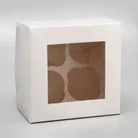 Коробка для 4 капкейка с окном, белая, 16&times;16&times;10 см