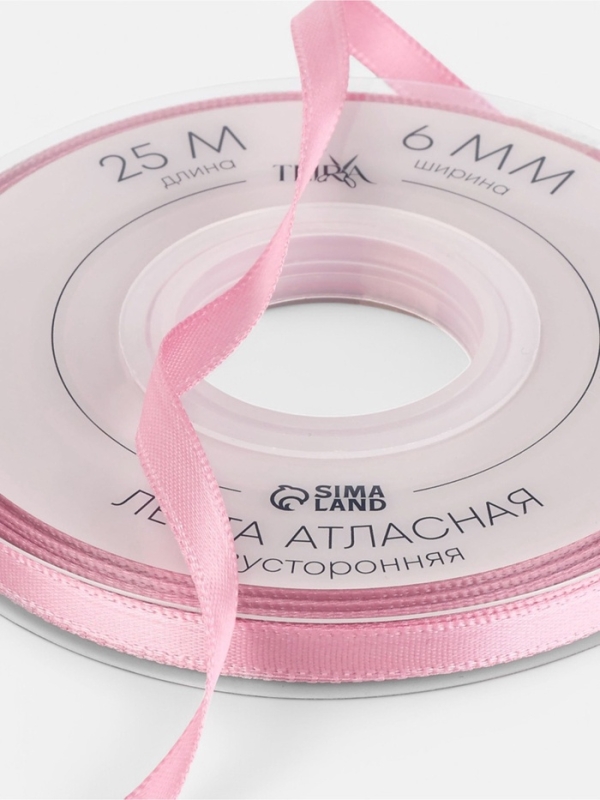 Лента атласная двухсторонняя №158 6мм*25&plusmn;1м сакура TR