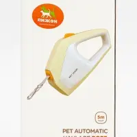 Рулетка - поводок для собак, лента 3 метра, белая/бежевая