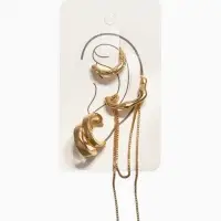 Набор серьги и каффы 4 шт. "Минимализм" водопад, цвет золото