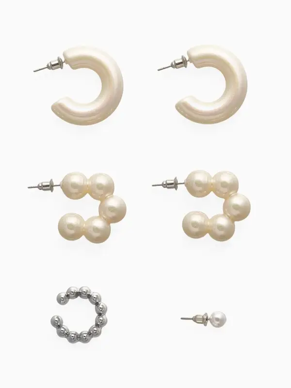 Набор серьги и каффы 7 шт "Нежность", цветной в серебре