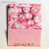 Пакет подарочный новогодний ламинированный &laquo;Розовые шарики&raquo;, MS 18 х 23 х 10 см