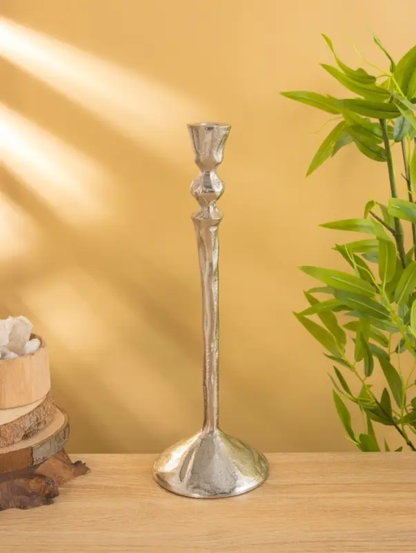 Подсвечник "Вормик" алюминий 39 см, цв. серебро