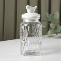Банка стеклянная для сыпучих продуктов с керамической крышкой Доляна &laquo;Голубки&raquo;, 1 л, 11&times;24 см