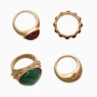 Набор колец 4 шт "Новый стиль" винтаж, размер МИКС, цвет зелёно-коричневый в золоте
