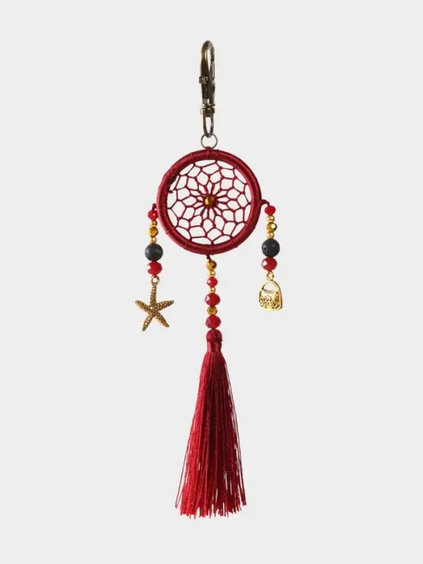 Брелок ловец снов, 17 см, бордовый