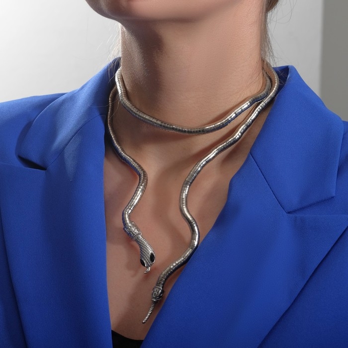 Колье-трансформер &laquo;Змея&raquo;, цвет чернёное серебро, 90 см