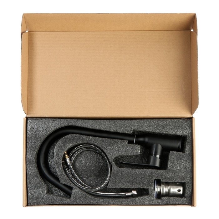 Смеситель для кухни ZEIN Z86, однорычажный, картридж керамика 40 мм, нерж. сталь, черный