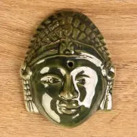Подставка под благовония "Лицо Будды" керамика, цв. зелёный, 7х5,5х1,5 см