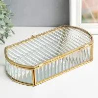 Шкатулка стекло с металлическим каркасом "Волны" золото 5,5х13,5х24,5 см