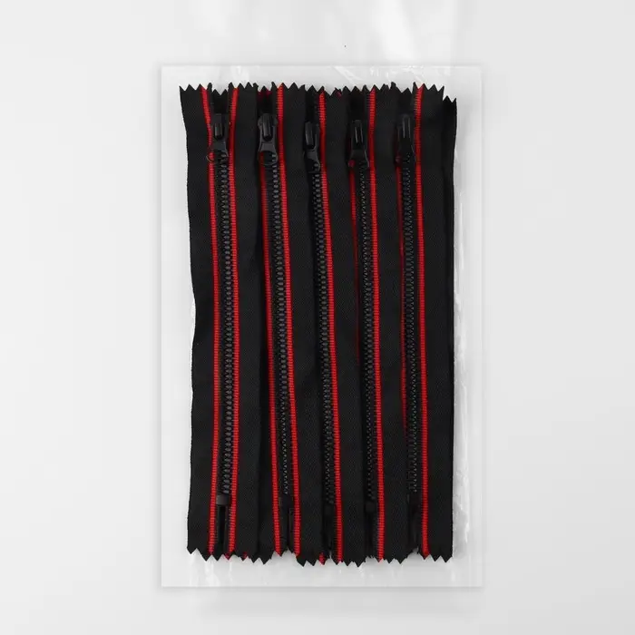 Молния &laquo;Трактор&raquo;, №5, неразъёмная, замок автомат, 18 см, чёрная, красная