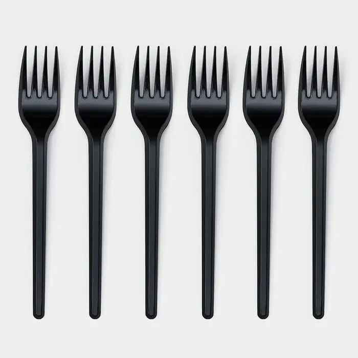 Вилки одноразовые Не ЗАБЫЛИ!, набор 6 шт., пластик, 15.5 см, столовая, чёрная