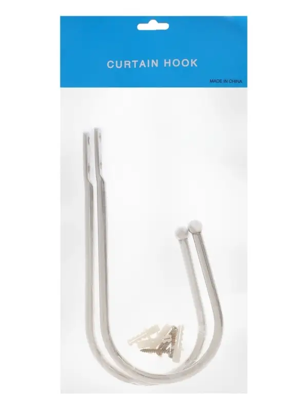 Крючок для штор ТУНДРА KS011, однорожковый, цвет хром, 2 шт