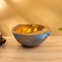 Чаша из кокоса, 22&times;19&times;10 см, сине-золотая