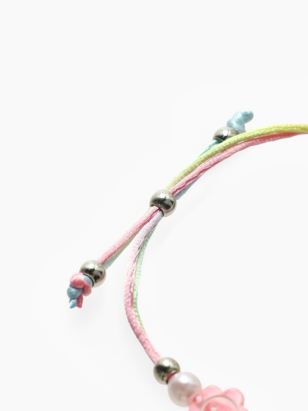 Браслет детский "Выбражулька" на затяжке, лиса с бусинами смайлы, цветной