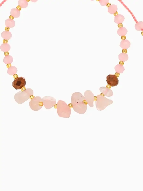 Браслет, длина 16 см, цв. розовый, золотой