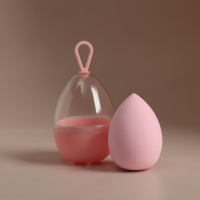 Спонж для макияжа &laquo;Капля&raquo;, 6 &times; 4 см, увеличивается при намокании, в футляре, цвет нежно-розовый