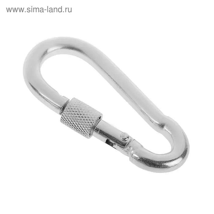 Карабин монтажный с фиксатором ТУНДРА krep, DIN5299D, 8&times;80 мм, оцинкованный