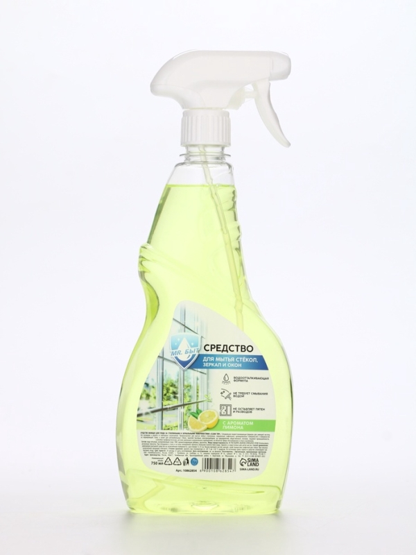Mr.Быт Средство для мытья стёкол, зеркал и окон, 750 мл, аромат лимон