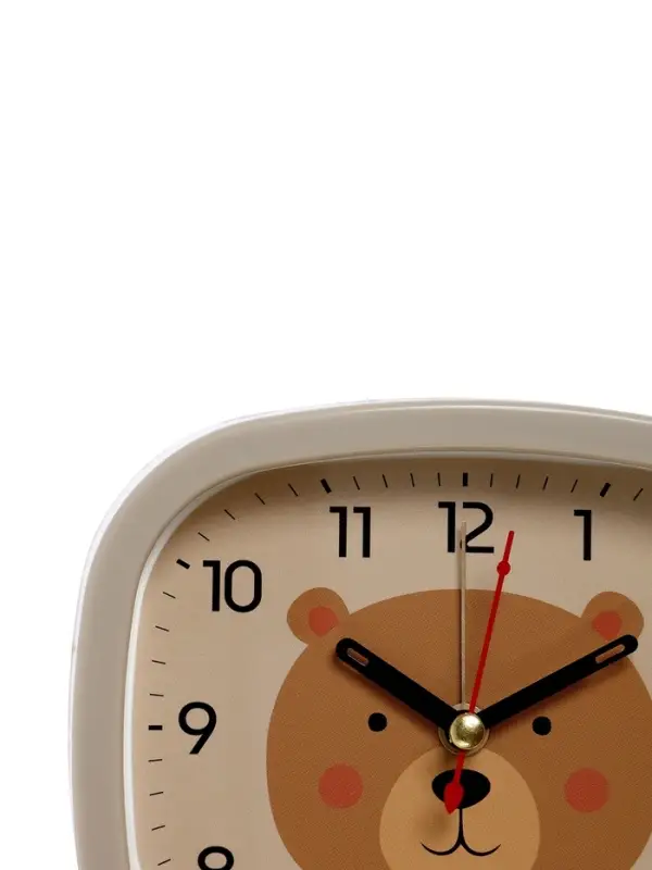 Будильник "Медежонок", плавный ход,  12.5х10.5 см, бежевый