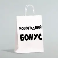 Пакет бумажный подарочный новогодний крафт &laquo;Новогодний бонус&raquo;, белый, 28&times;24&times;14 см
